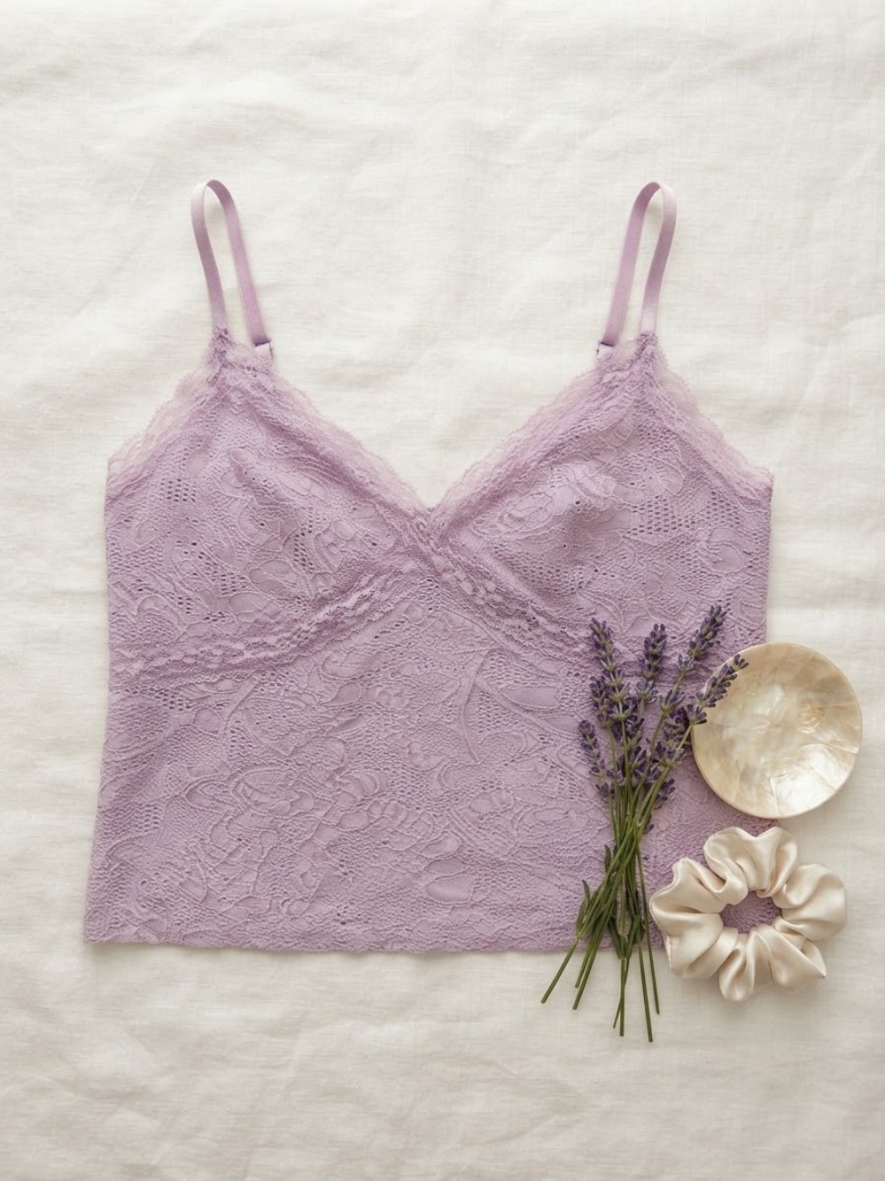 BDG UO Lilac Lavender Lace Cami Tank Top Size Large Y2K Stretchy Adjustable